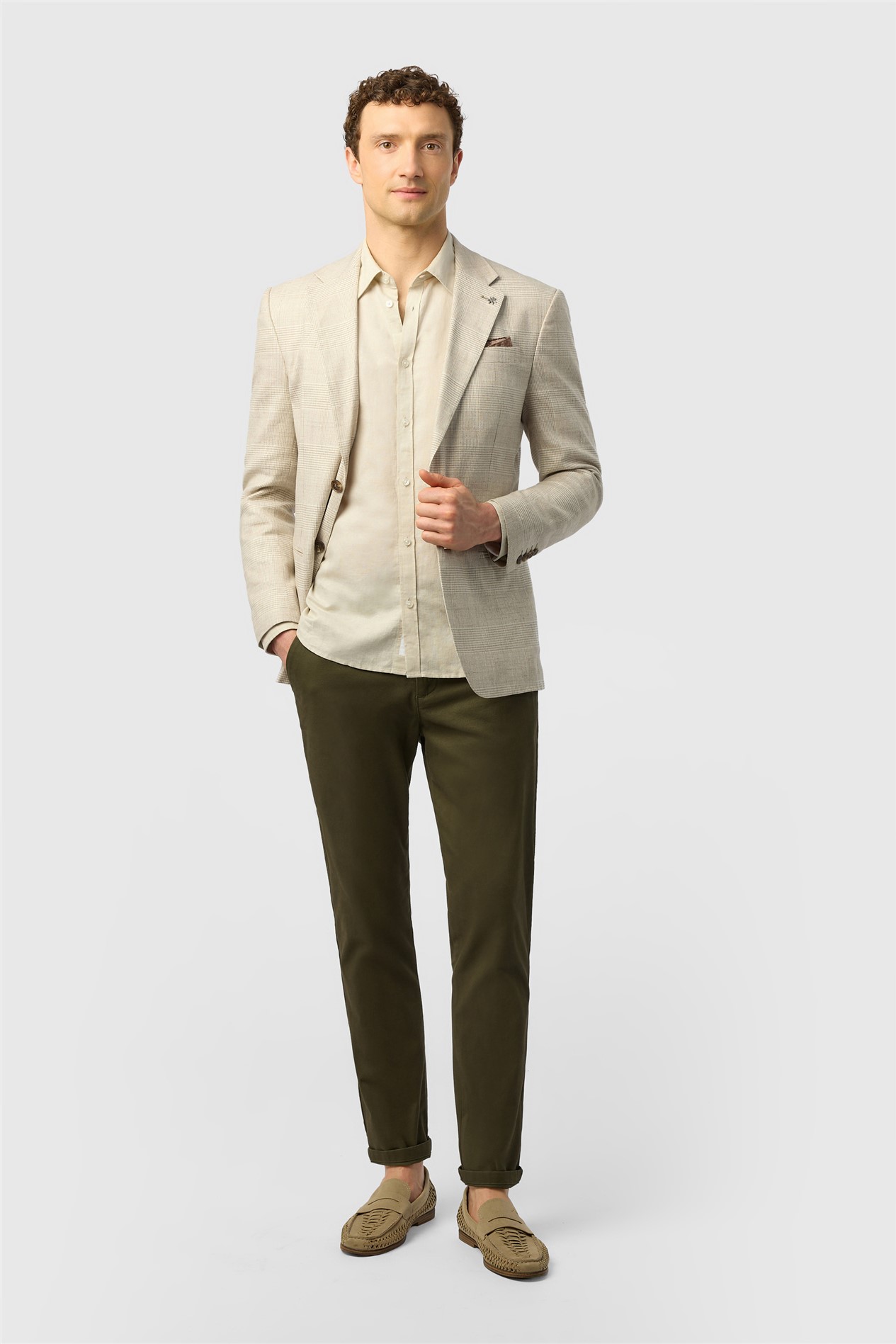 Ted Baker Tailored Fit Stone Check Linen Blazer