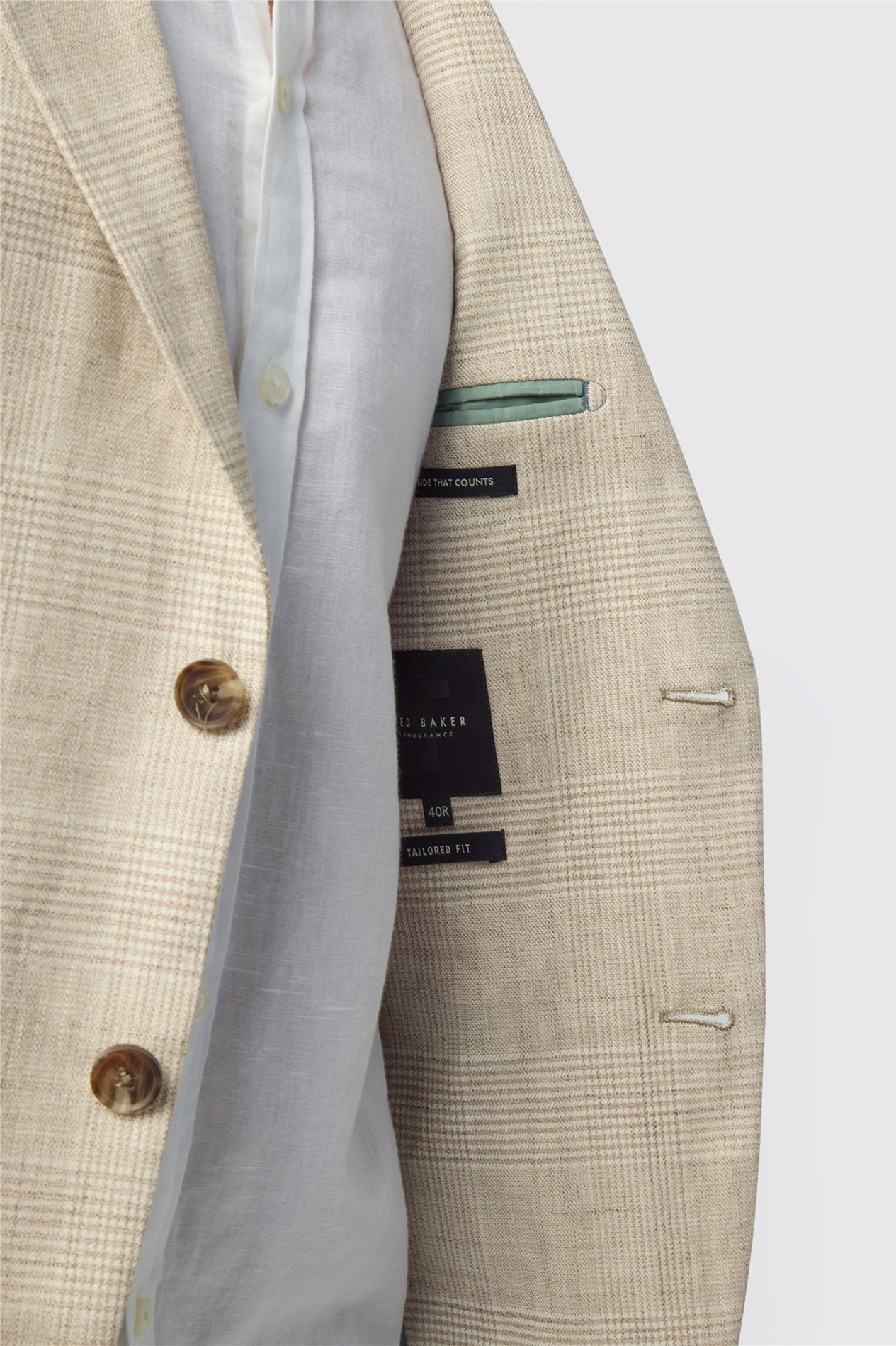 Ted Baker Tailored Fit Stone Check Linen Blazer