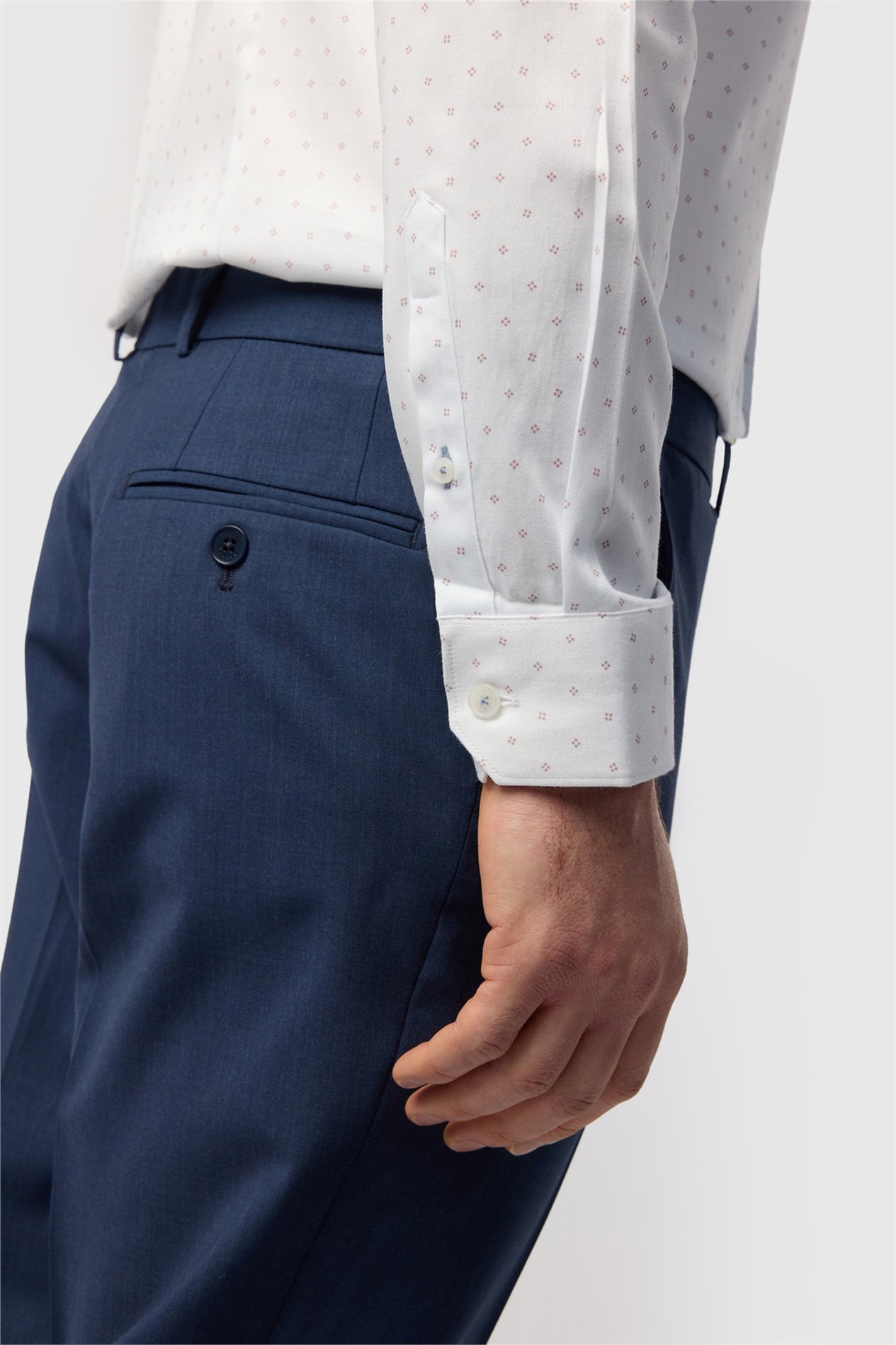 Ted Baker Slim Fit White Base Geometric Pink Dot Shirt
