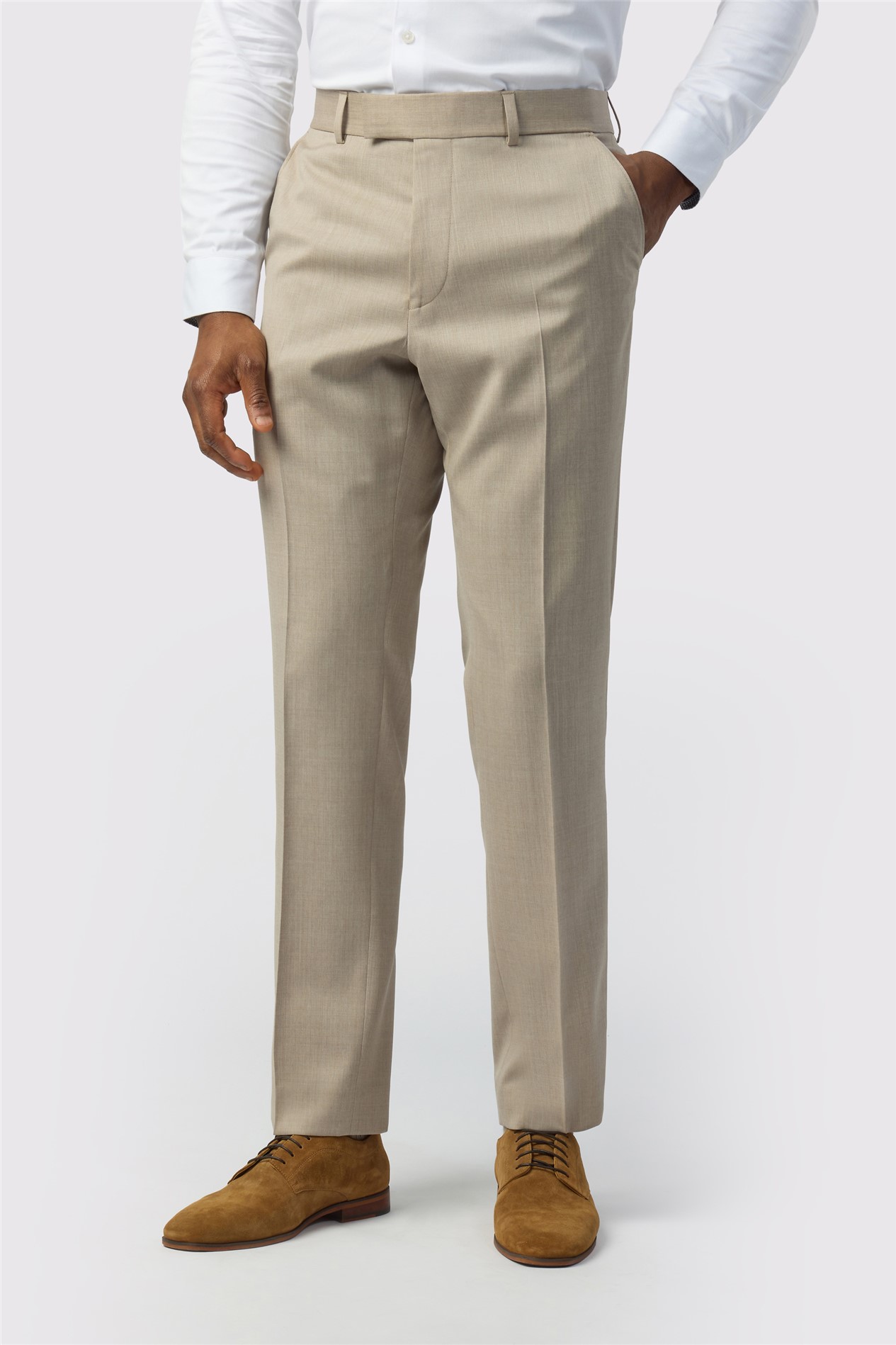 Ted Baker Tailored Fit Super 100s Taupe Twill Trousers