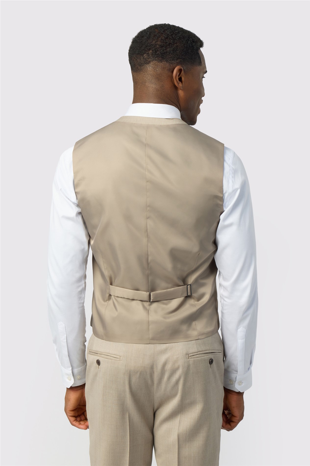 Ted Baker Tailored Fit Super 100s Taupe Twill Waistcoat