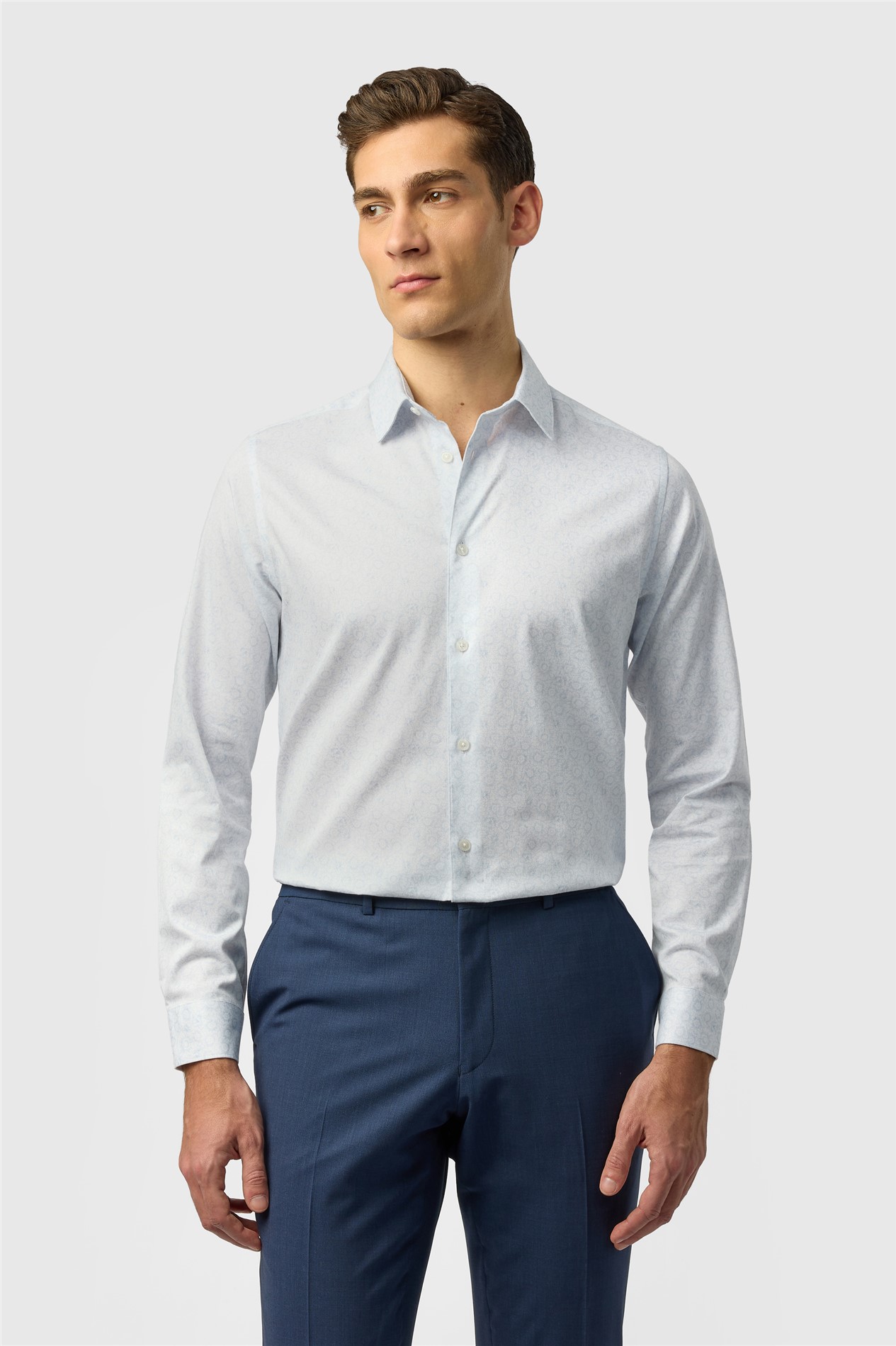 Ted Baker Slim Fit Light Blue Scattered Floral Shirt