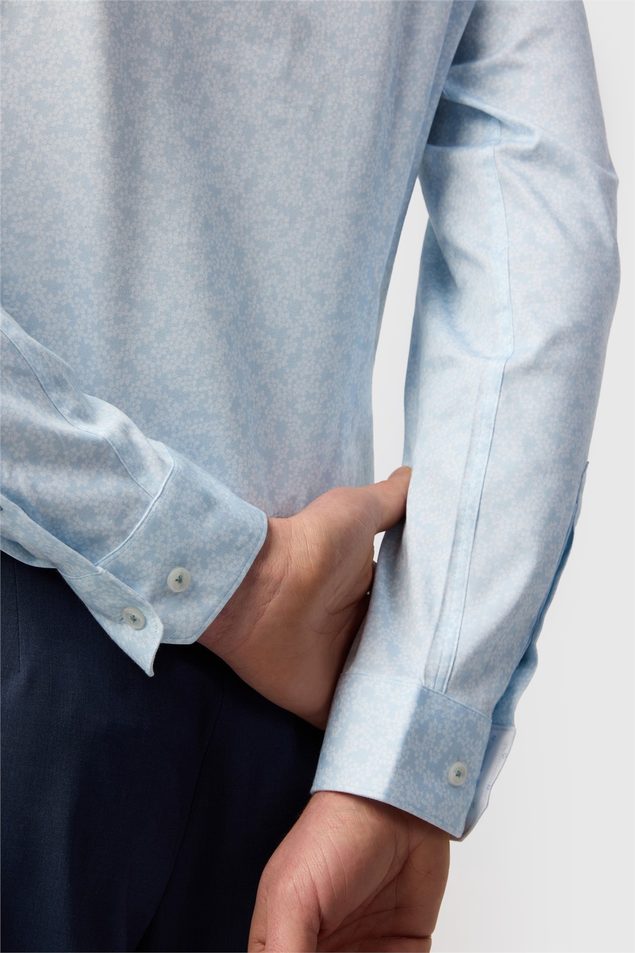 Ted Baker Slim Fit Light Blue Scattered Floral Shirt