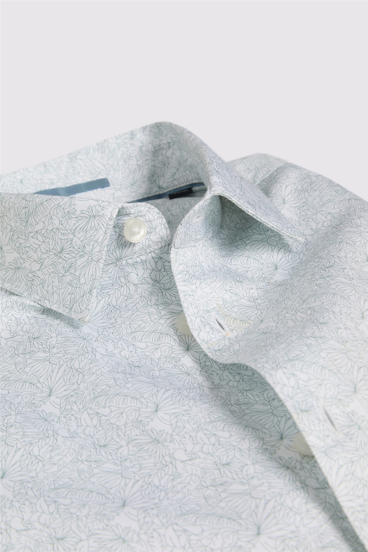 Ted Baker Slim Fit White Leaf Stencil Shirt
