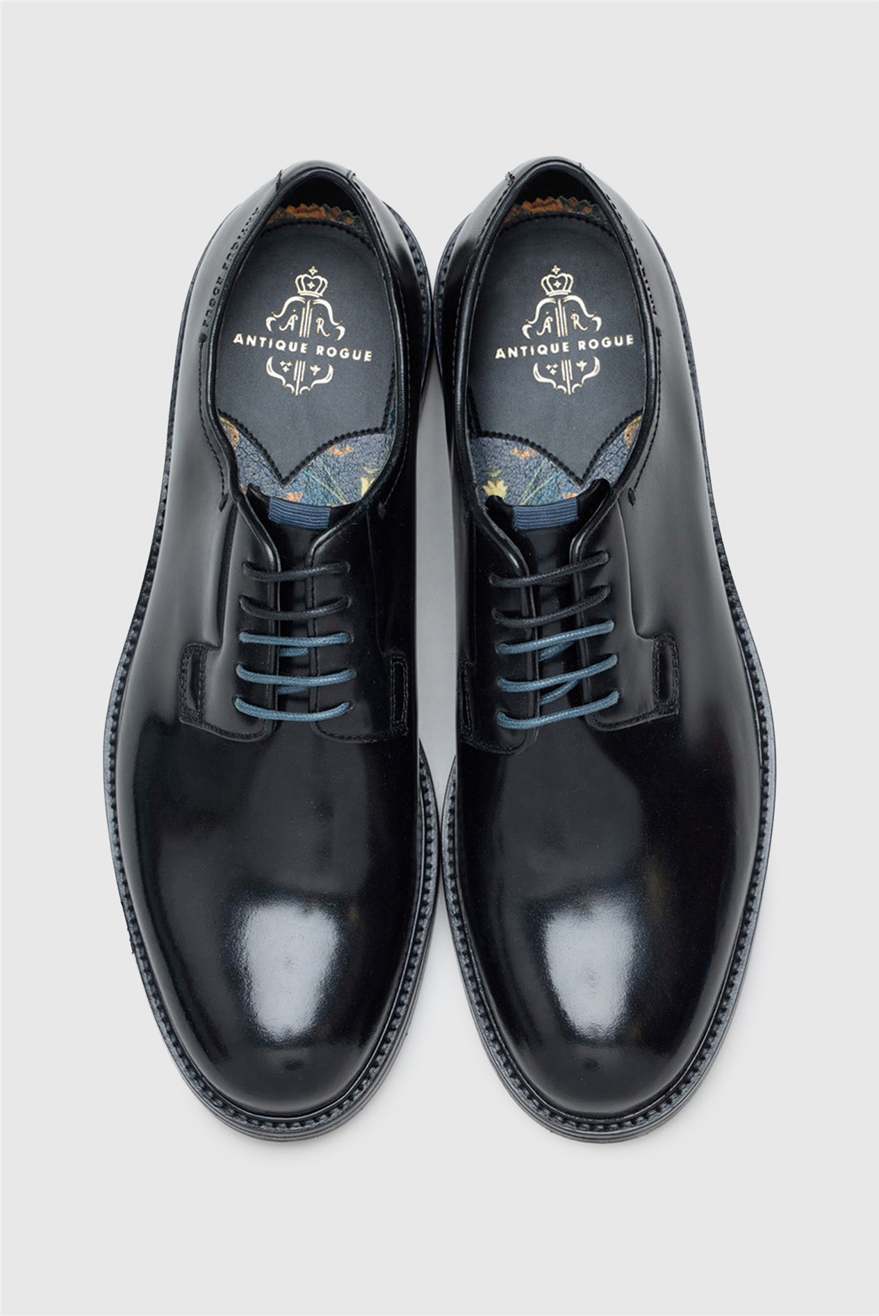 Antique Rogue Finn Black Leather Derby Shoe