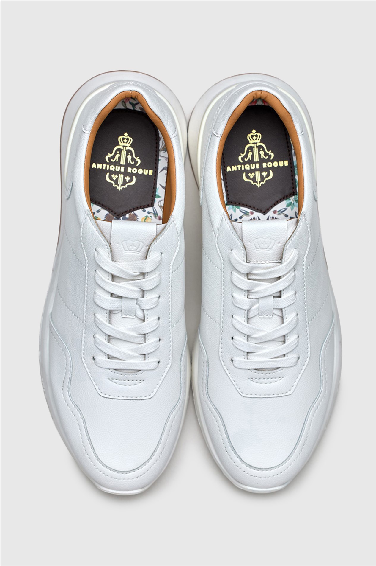 Antique Rogue Palmer White Leather Smart Trainer