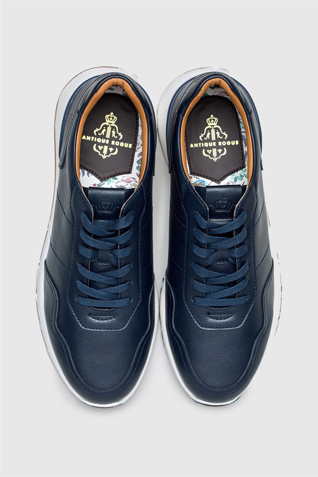 Antique Rogue Palmer Navy Leather Smart Trainer