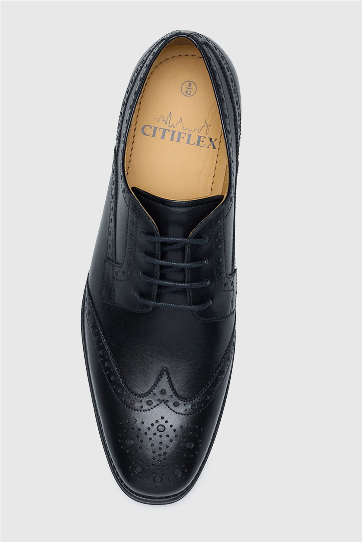 CitiFlex Cannon Black Leather Brogue Derby Shoe