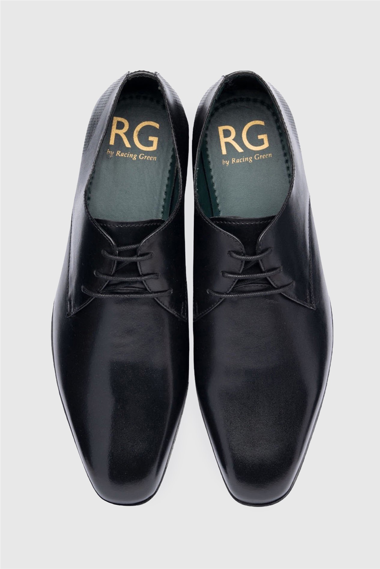 Racing Green Newman Black Leather Shoes