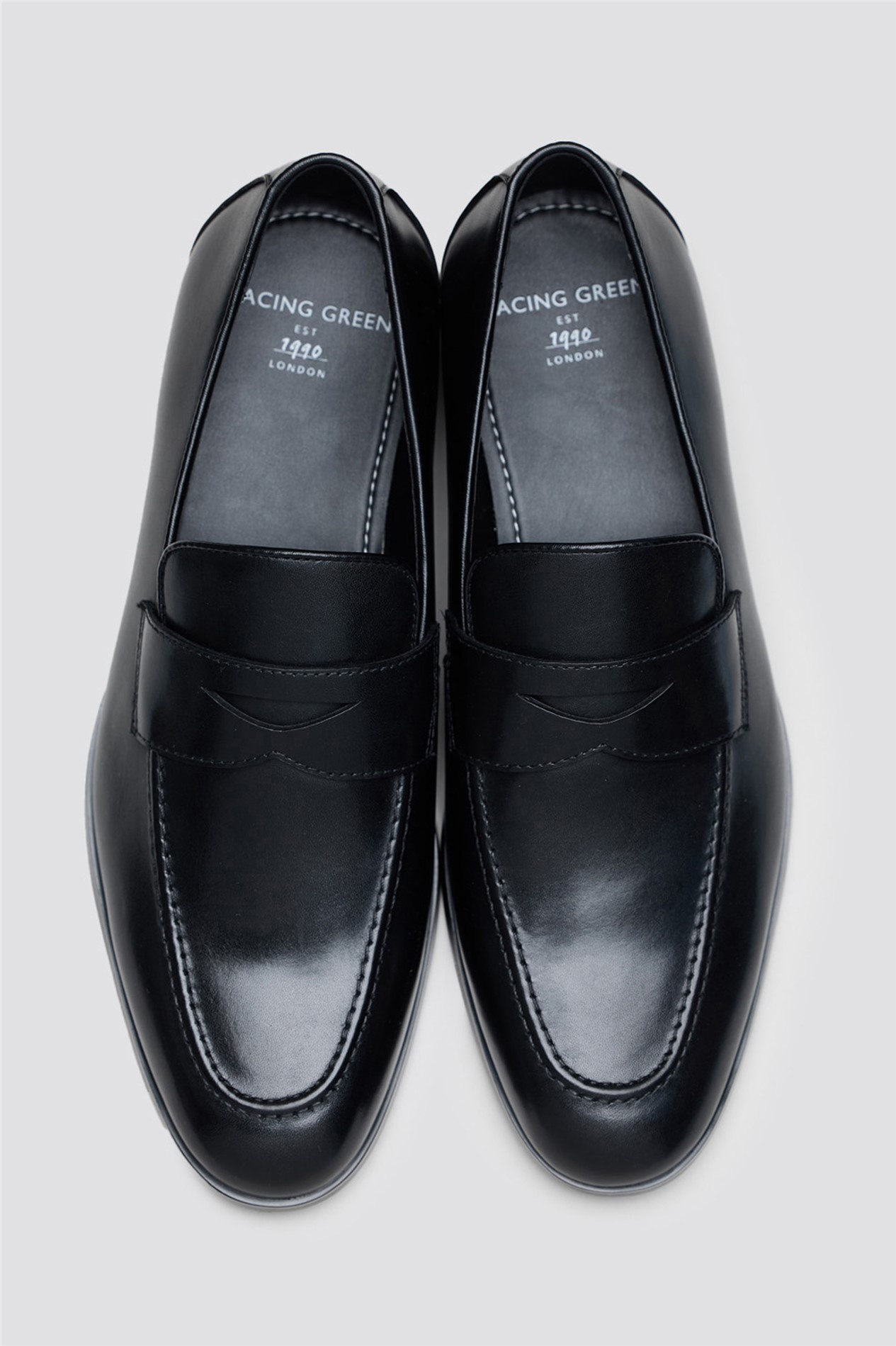 Racing Green Elliot Black Leather Smart Loafer