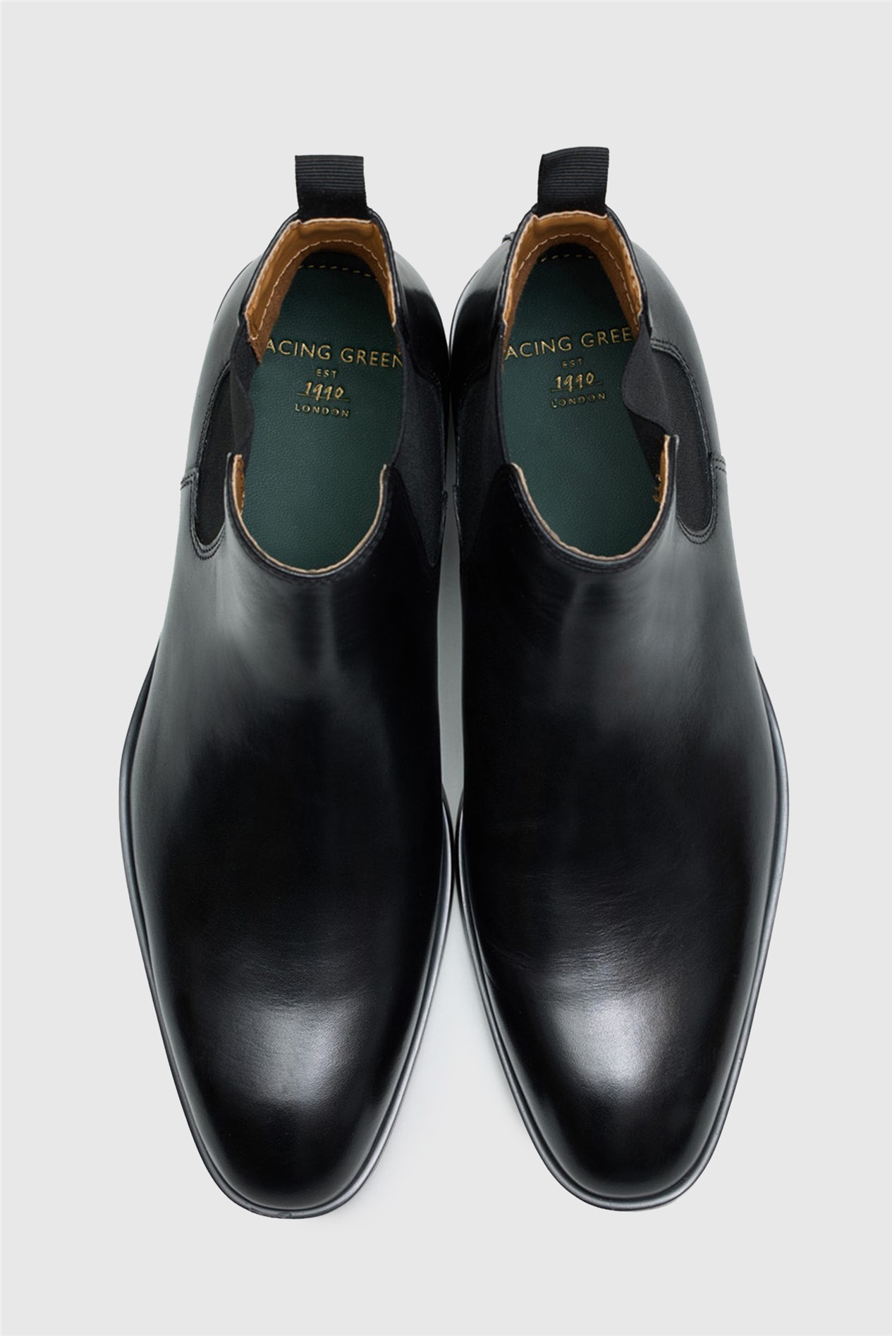 Racing Green Collins Black Leather Chelsea Boots