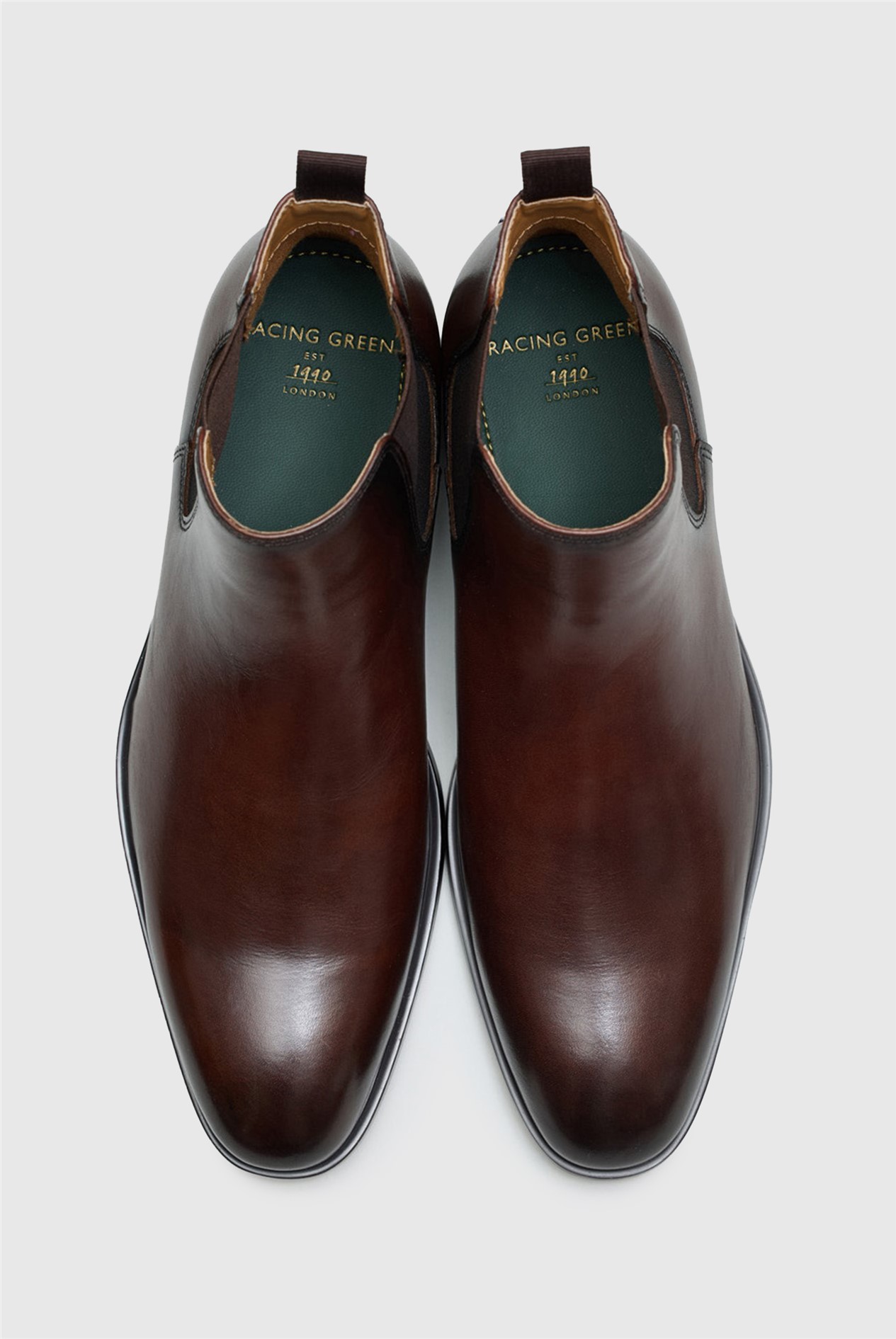 Racing Green Collins Brown Leather Chelsea Boots